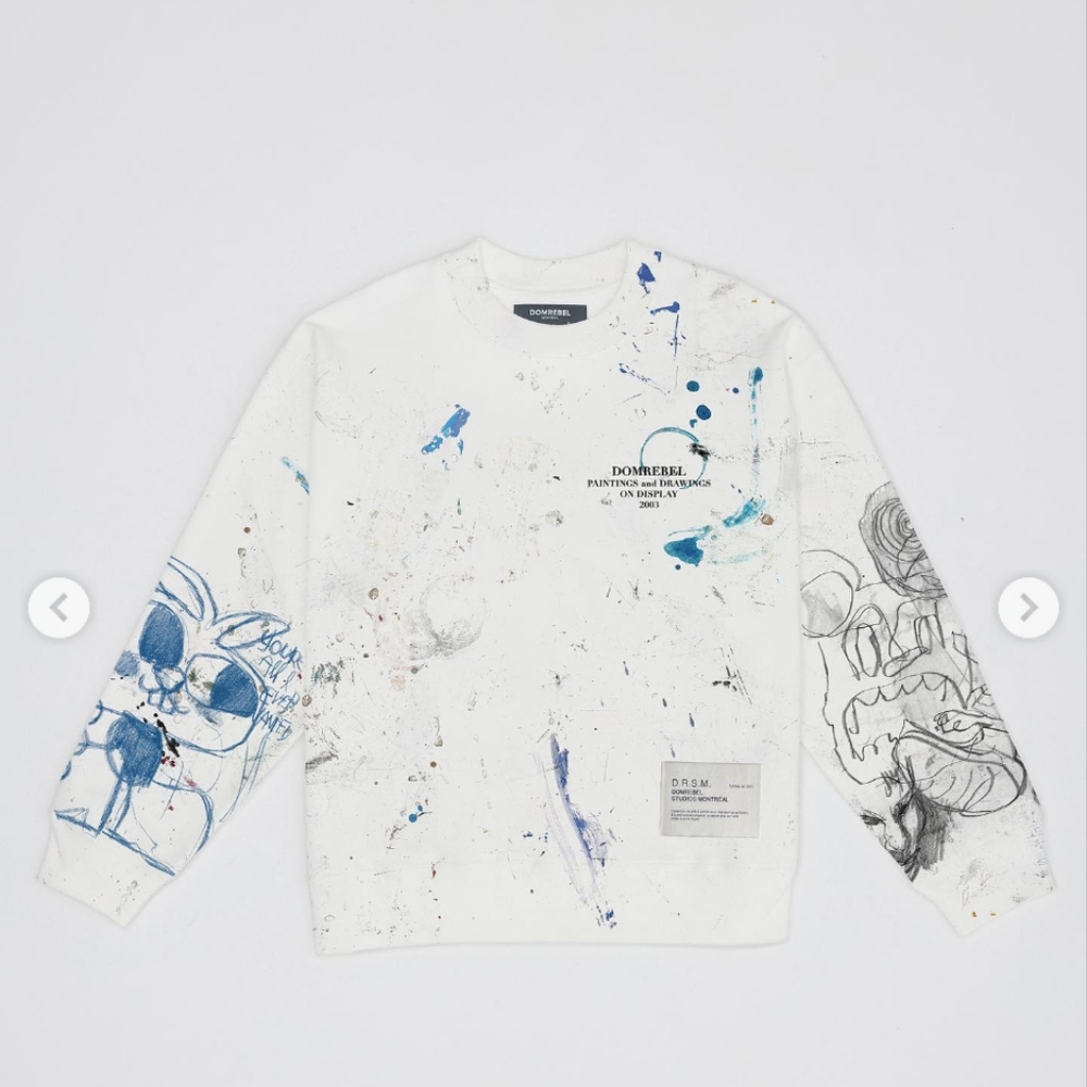 Dom Rebel Rare Limited Edition Scribble White and Blue Graphic Sweatshirt M